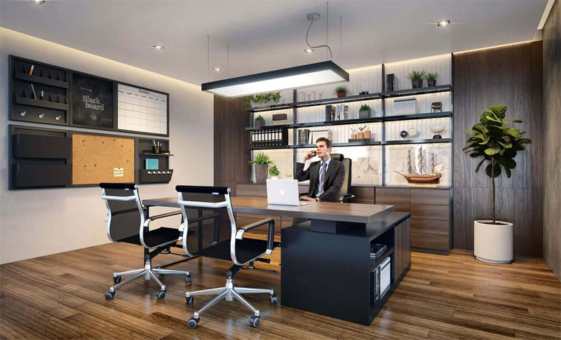 Phong cách nội thất văn phòng lãnh đạo tại Cần Thơ kết hợp với cây xanh đang đang là xu thế về không gian.